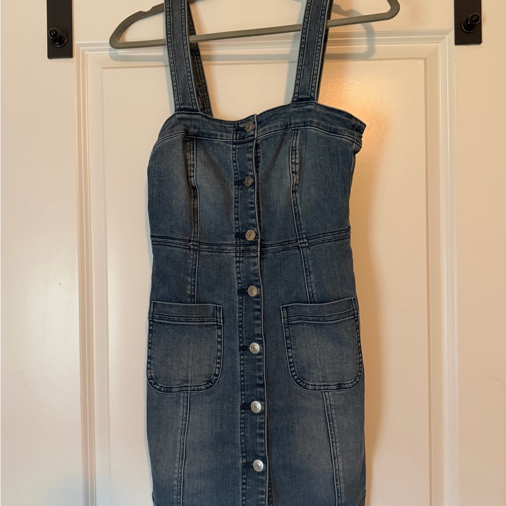 American Eagle Outfitters Blue Denim ButtonFront Mini Dress western Y2K Babydoll